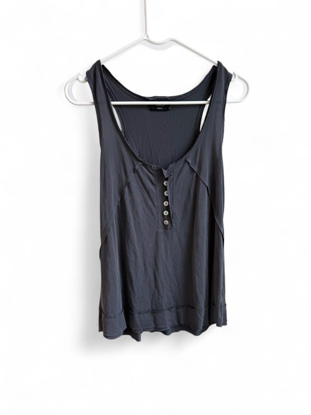 VICI Charcoal Gray Raw Edge Henley Tank Top